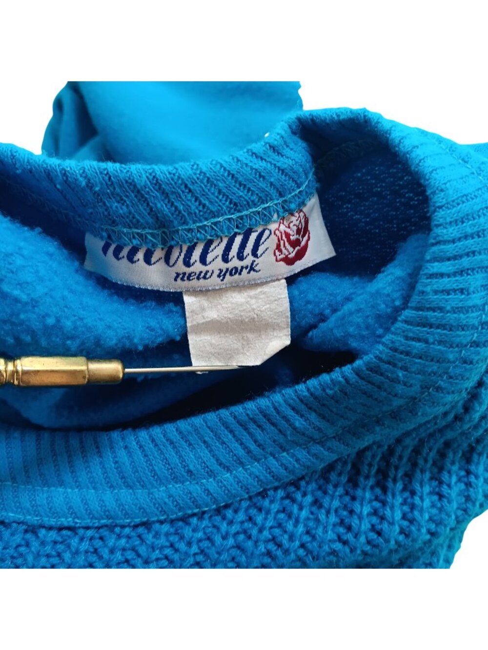 True Vintage Sweatshirt Medium 1980's New Wave Knit Buckle Strap Nicolette